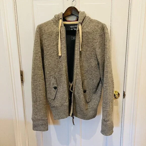 Woolrich Jacket Men's M Flannel Wool Cotton Blend Winter Coat Hoodie - Picture 1 of 16